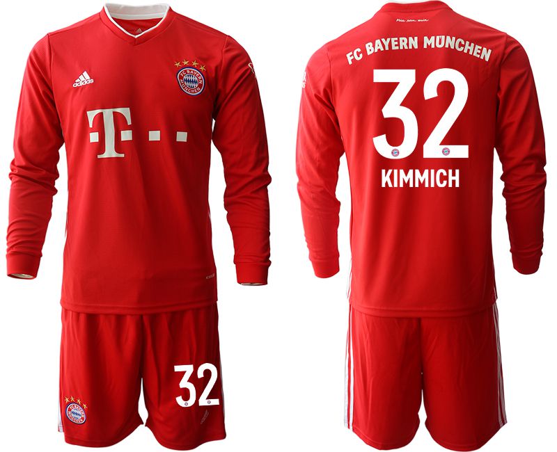 Men 2020-2021 club Bayern Munich home long sleeves #32 red Soccer Jerseys->bayern munich jersey->Soccer Club Jersey